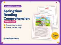 Springtime Reading Comprehension Worksheet – 3rd Grade Poetry Practice preview