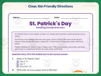 St Patrick’s Day Reading Comprehension Worksheet – 1st Grade Practice preview 4