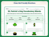 St. Patrick’s Day Vocabulary Words Worksheet – 1st Grade Spelling preview 4
