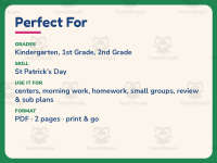 St Patrick’s Day Worksheet: St. Patrick’s Day – 1st Grade Practice preview 6