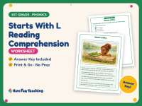 Starts With L Reading Comprehension Worksheet – 1st Grade Alphabet preview