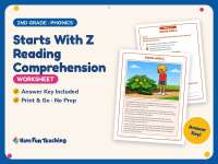 Starts With Z Reading Comprehension Worksheet – 2nd Grade Alphabet preview