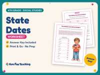 State Dates Worksheet – 4th Grade Community & History Practice preview
