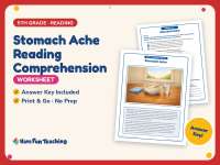 Stomach Ache Reading Comprehension Worksheet – 5th Grade Human Body preview