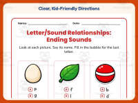 Student Led Ending Sounds Test Practice Worksheet – Kindergarten preview 4