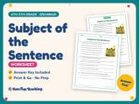 Subject of the Sentence Worksheet – 4th-5th Grade Practice preview