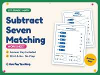 Subtract Seven Matching Worksheet – 1st Grade Subtraction Practice preview