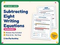 Subtracting Eight Writing Equations Worksheet – 1st Grade Subtraction preview