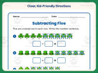Subtracting Five Writing Equations Worksheet – 1st Grade Subtraction preview 4