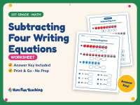 Subtracting Four Writing Equations Worksheet – 1st Grade Subtraction preview