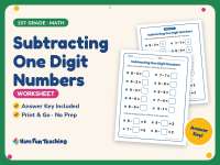 Subtracting One Digit Numbers Worksheet – 1st Grade Subtraction preview