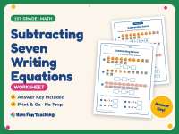 Subtracting Seven Writing Equations Worksheet – 1st Grade Subtraction preview