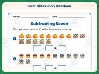 Subtracting Seven Writing Equations Worksheet – 1st Grade Subtraction preview 4