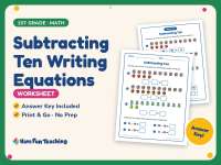 Subtracting Ten Writing Equations Worksheet – 1st Grade Subtraction preview