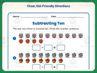 Subtracting Ten Writing Equations Worksheet – 1st Grade Subtraction preview 4