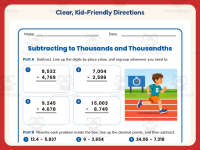 Subtracting to Thousands and Thousandths Worksheet – 5th Grade preview 4