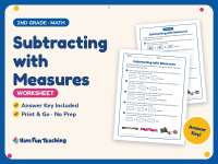 Subtracting with Measures Worksheet – 2nd Grade Basic Operations preview