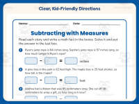 Subtracting with Measures Worksheet – 2nd Grade Basic Operations preview 4