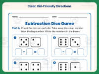 Subtraction Dice Game Worksheet – 1st Grade Math Practice + Answer Key preview 4