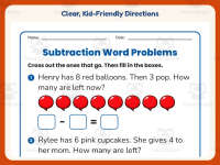 Subtraction Equations Word Problems Worksheet – Kindergarten Math preview 4