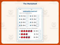 Subtraction Facts to 5 Worksheet – Kindergarten Math Practice preview 2
