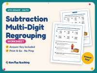 Subtraction Multi-Digit Regrouping Worksheet – 4th Grade Math Practice preview