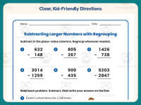 Subtraction Multi-Digit Regrouping Worksheet – 4th Grade Math Practice preview 4