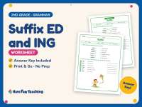 Suffix ED and ING Worksheet – 2nd Grade Suffixes Practice + Answer Key preview