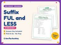 Suffix FUL and LESS Worksheet – 3rd Grade Ending Sounds & Suffixes preview