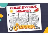 Summer Color By Code Number – End of the Year Math Coloring Sheets preview