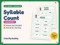 Syllable Count Worksheet – 1st Grade Syllables Practice + Answer Key preview
