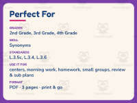 Synonym Matching Worksheet – 3rd Grade Synonyms Practice + Answer Key preview 6