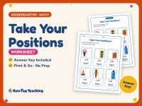 Take Your Positions Worksheet – Kindergarten Following Directions preview