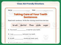 Taking Care of Your Teeth Worksheet – 1st Grade Health and Nutrition preview 4