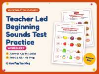 Teacher Led Beginning Sounds Test Practice Worksheet – Kindergarten preview