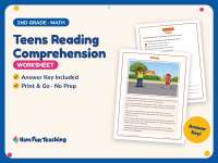 Teens Reading Comprehension Worksheet – 2nd Grade Numbers Practice preview