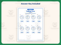 Telling Time To The Hour Worksheet – 1st Grade Clocks Practice preview 3