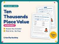 Ten Thousands Place Value Worksheet – 4th Grade Math Practice preview