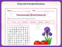 Tennessee Word Search Worksheet – 3rd Grade States Practice preview 4