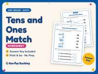 Tens and Ones Match Worksheet – 2nd Grade Base 10 & Place Value preview