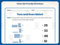 Tens and Ones Match Worksheet – 2nd Grade Base 10 & Place Value preview 4