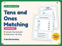 Tens and Ones Matching Worksheet – 1st Grade Base 10 & Place Value preview