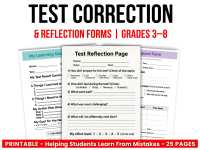 Test Correction & Reflection Forms | Grades 3–8 preview