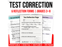 Test Correction & Reflection Forms | Grades 3–8 preview 2
