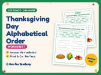 Thanksgiving Day Alphabetical Order Worksheet – 1st Grade Grammar preview