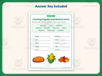 Thanksgiving Day Alphabetical Order Worksheet – 1st Grade Grammar preview 3