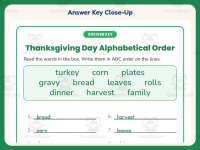 Thanksgiving Day Alphabetical Order Worksheet – 1st Grade Grammar preview 7