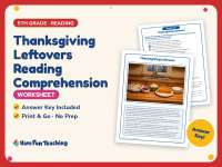 Thanksgiving Leftovers Reading Comprehension Worksheet – 5th Grade preview