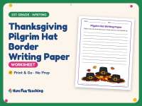 Thanksgiving Pilgrim Hat Border Writing Paper – 1st Grade Practice preview