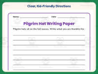 Thanksgiving Pilgrim Hat Border Writing Paper – 1st Grade Practice preview 4